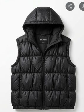 Avia Black Puffer Vest with Hood